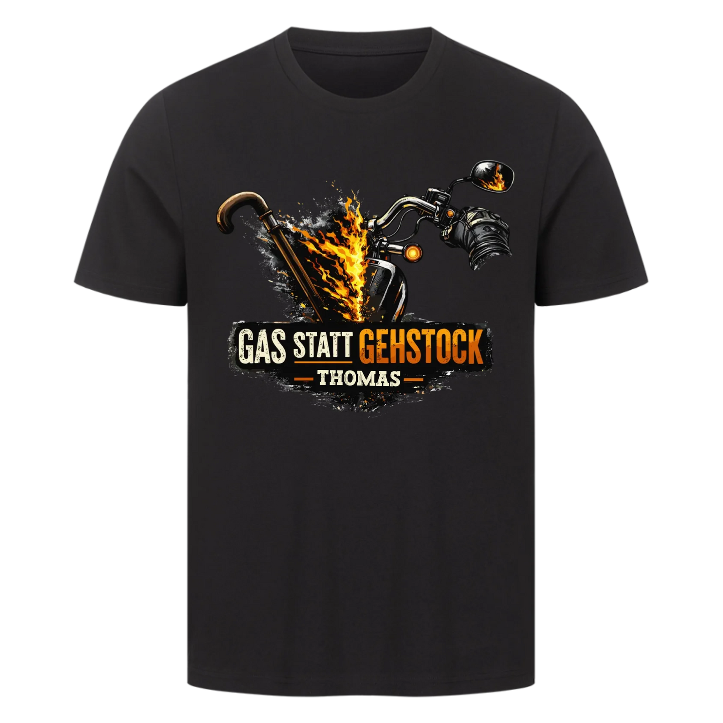 Gas statt Gehstock personalisiertes Premium T-Shirt