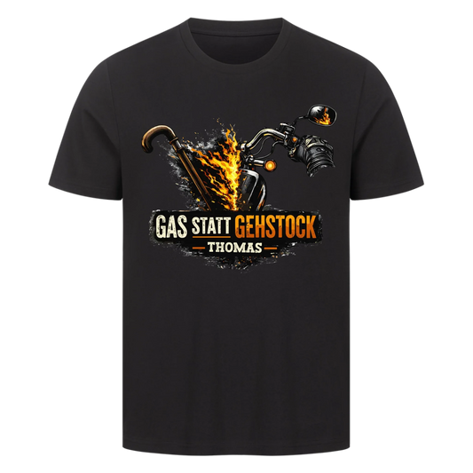Gas statt Gehstock personalisiertes Premium T-Shirt