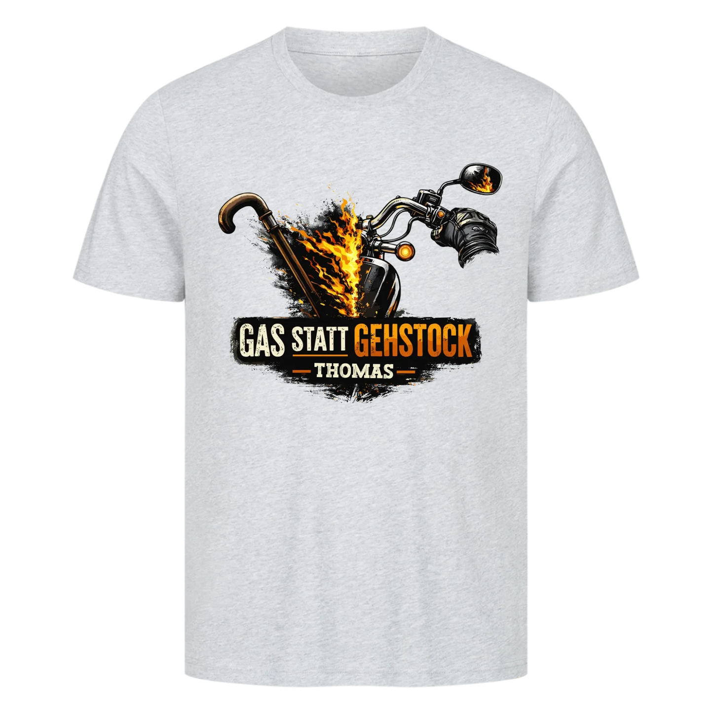 Gas statt Gehstock personalisiertes Premium T-Shirt