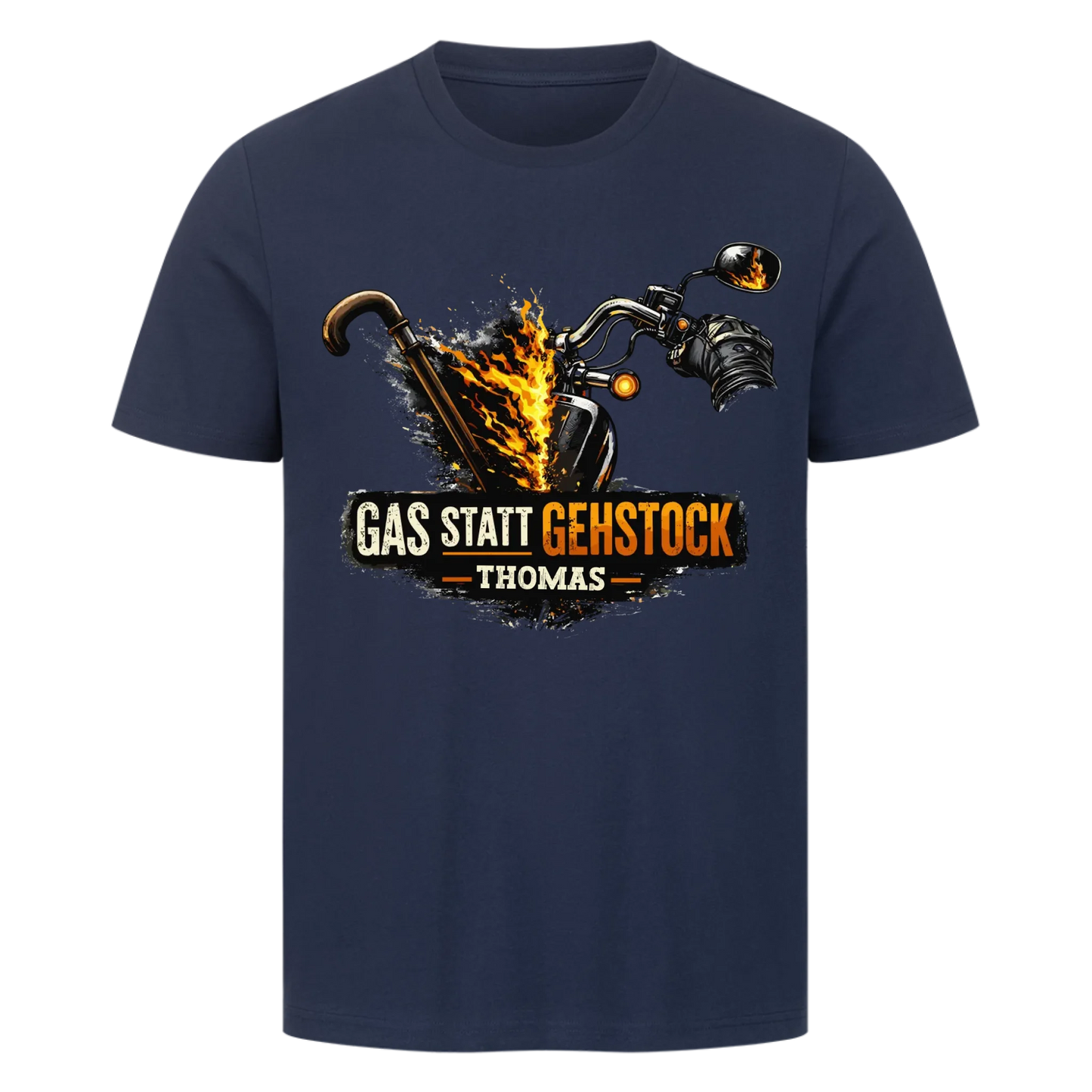 Gas statt Gehstock personalisiertes Premium T-Shirt
