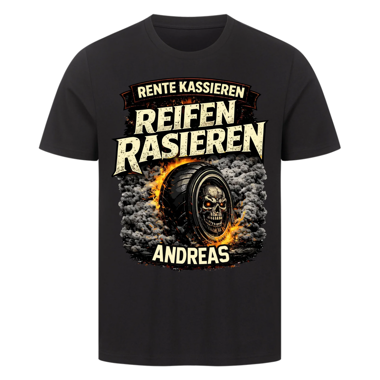 Rente kassieren Reifen rasieren personalisiertes Premium T-Shirt