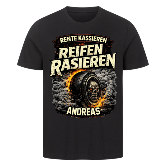 Rente kassieren Reifen rasieren personalisiertes Premium T-Shirt