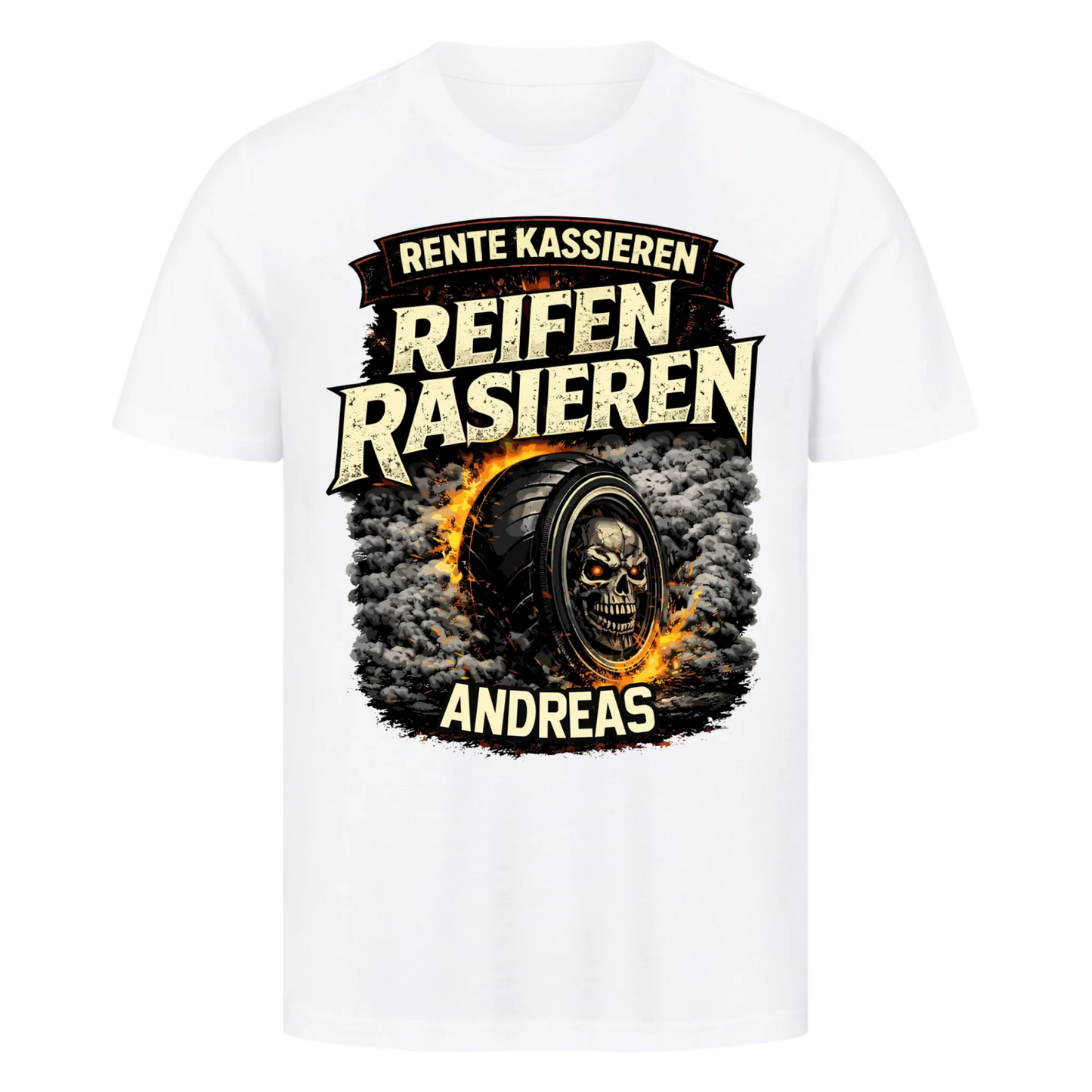 Rente kassieren Reifen rasieren personalisiertes Premium T-Shirt