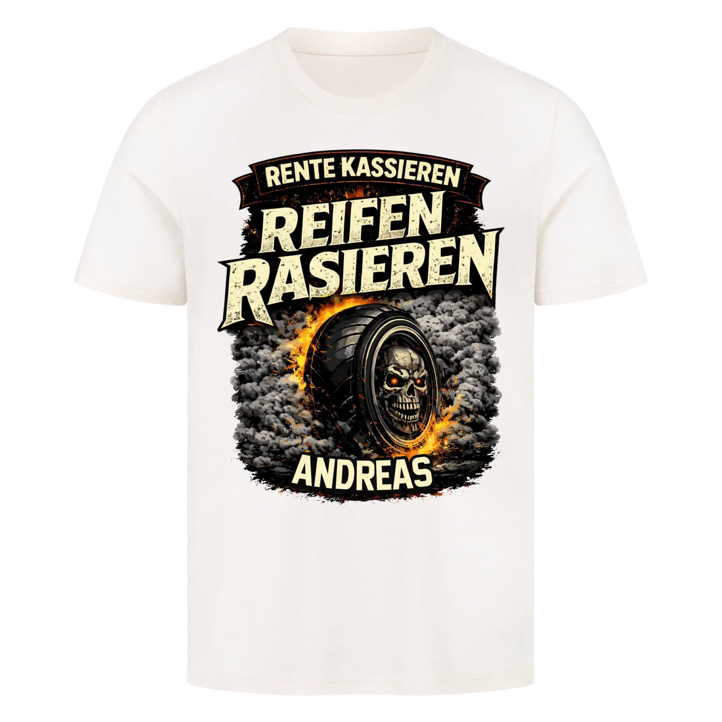 Rente kassieren Reifen rasieren personalisiertes Premium T-Shirt