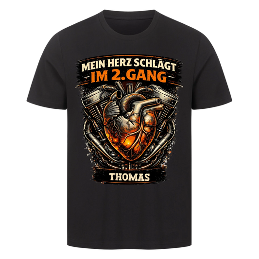 Mein Herz schlägt im 2. Gang personalisiertes Premium T-Shirt
