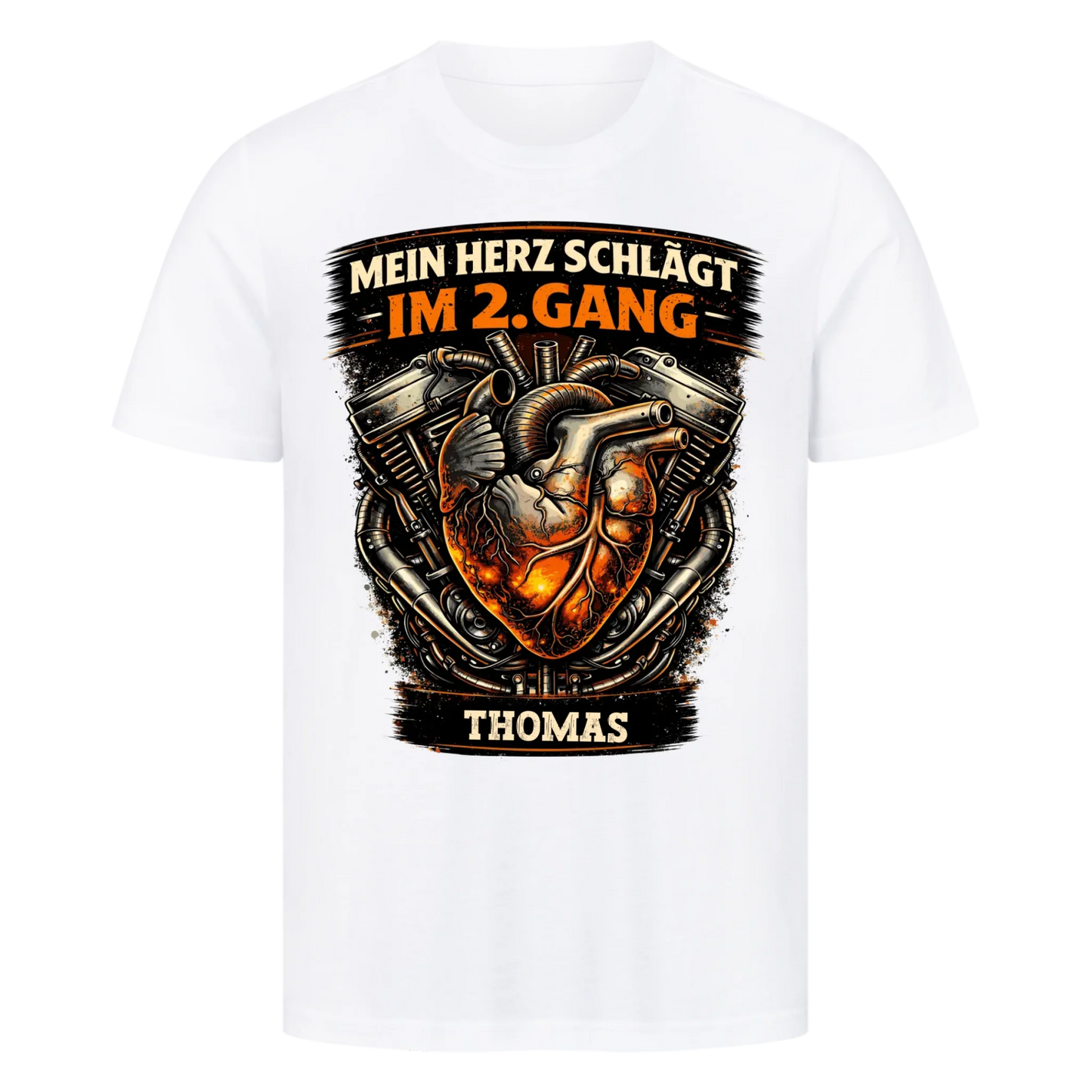 Mein Herz schlägt im 2. Gang personalisiertes Premium T-Shirt