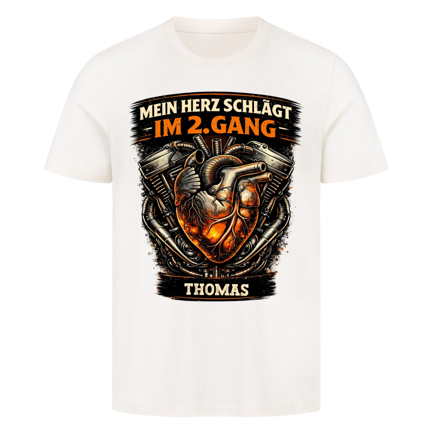 Mein Herz schlägt im 2. Gang personalisiertes Premium T-Shirt