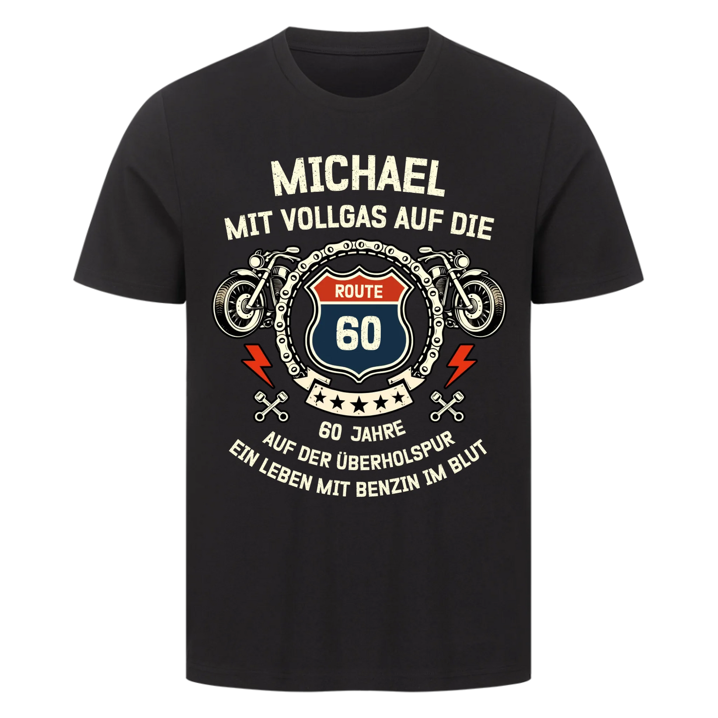 Mit Vollgas auf die Route personalisiertes Premium T-Shirt