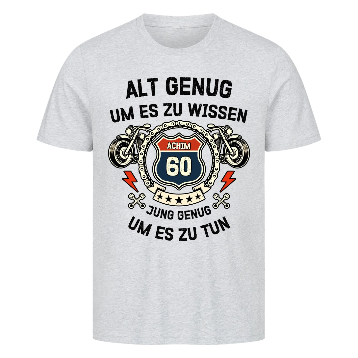 Alt Genug um es zu wissen hell personalisiertes Premium T-Shirt