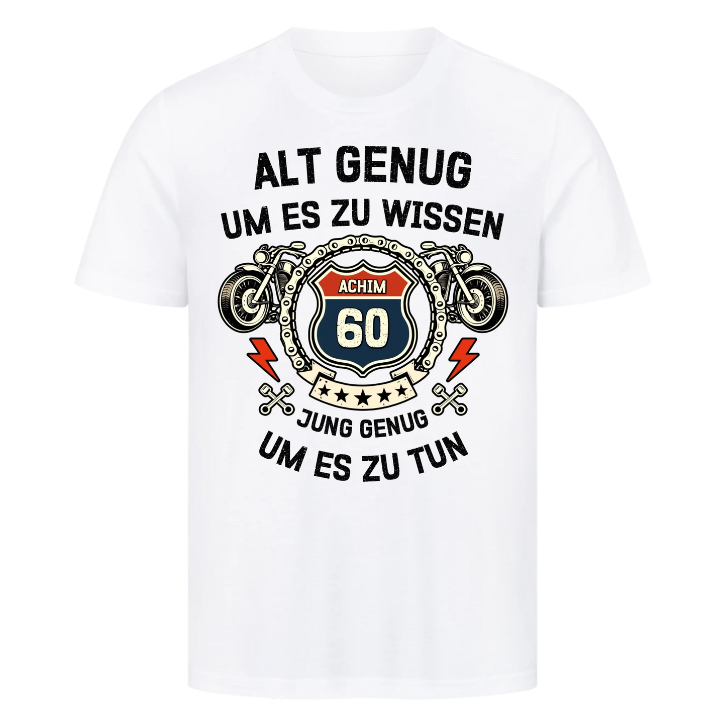 Alt Genug um es zu wissen hell personalisiertes Premium T-Shirt