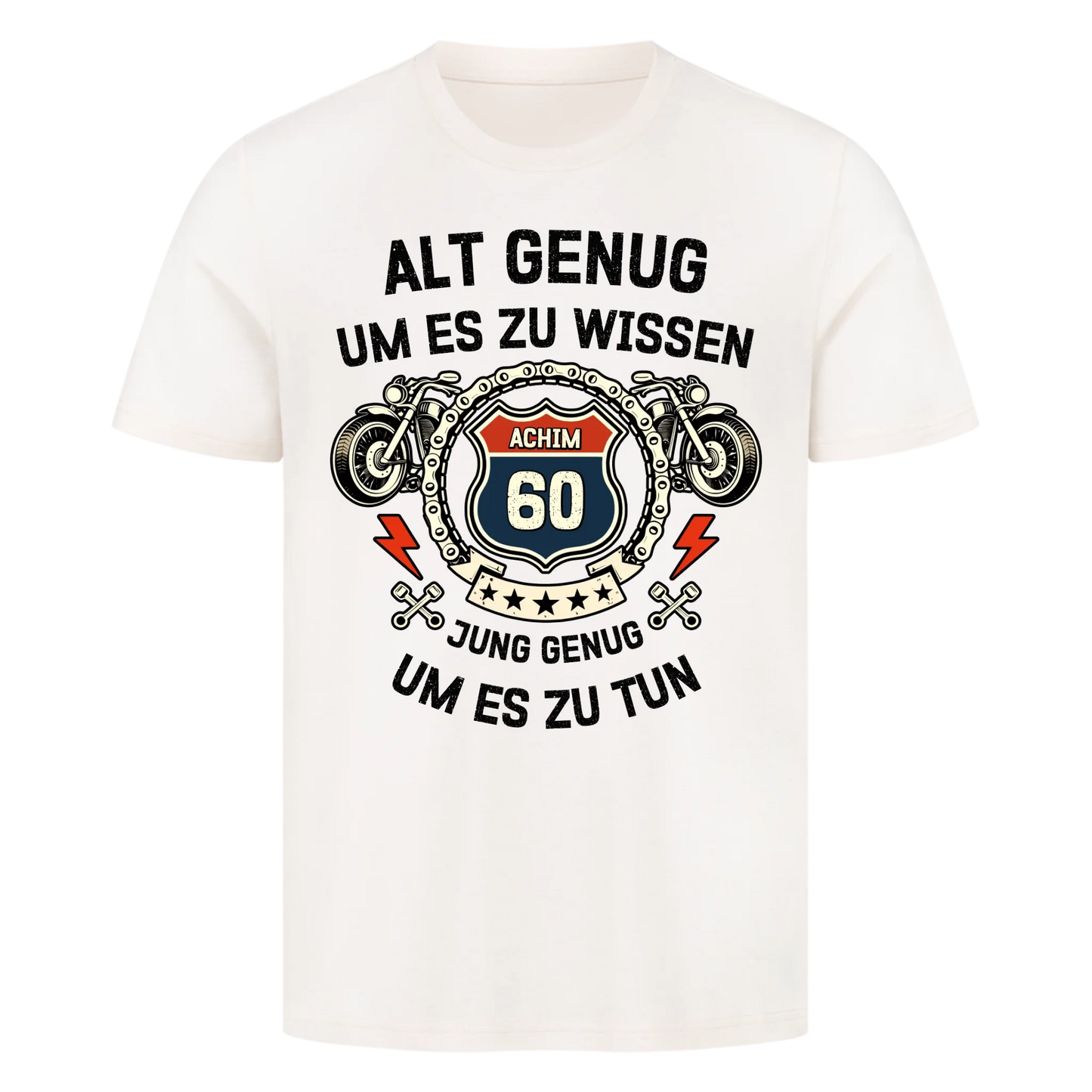 Alt Genug um es zu wissen hell personalisiertes Premium T-Shirt