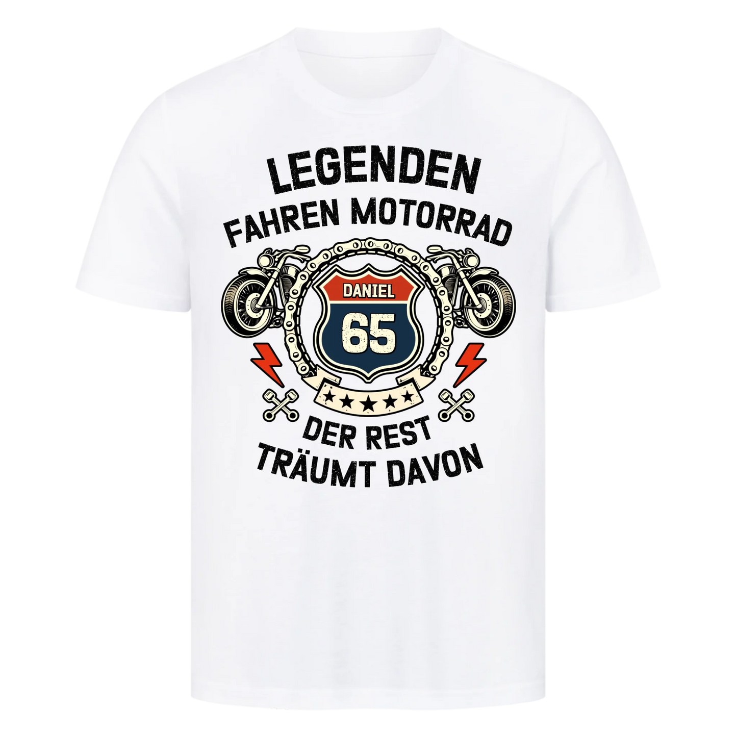 Legenden fahren Motorrad hell personalisiertes Premium T-Shirt