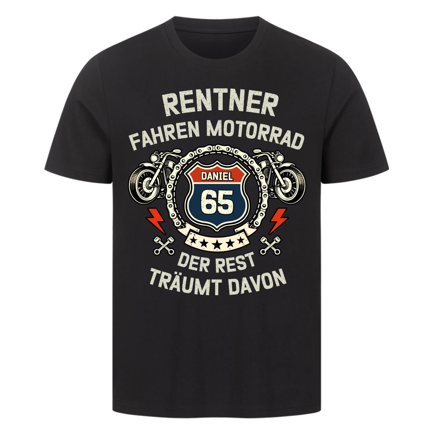 Rentner fahren Motorrad personalisiertes Premium T-Shirt