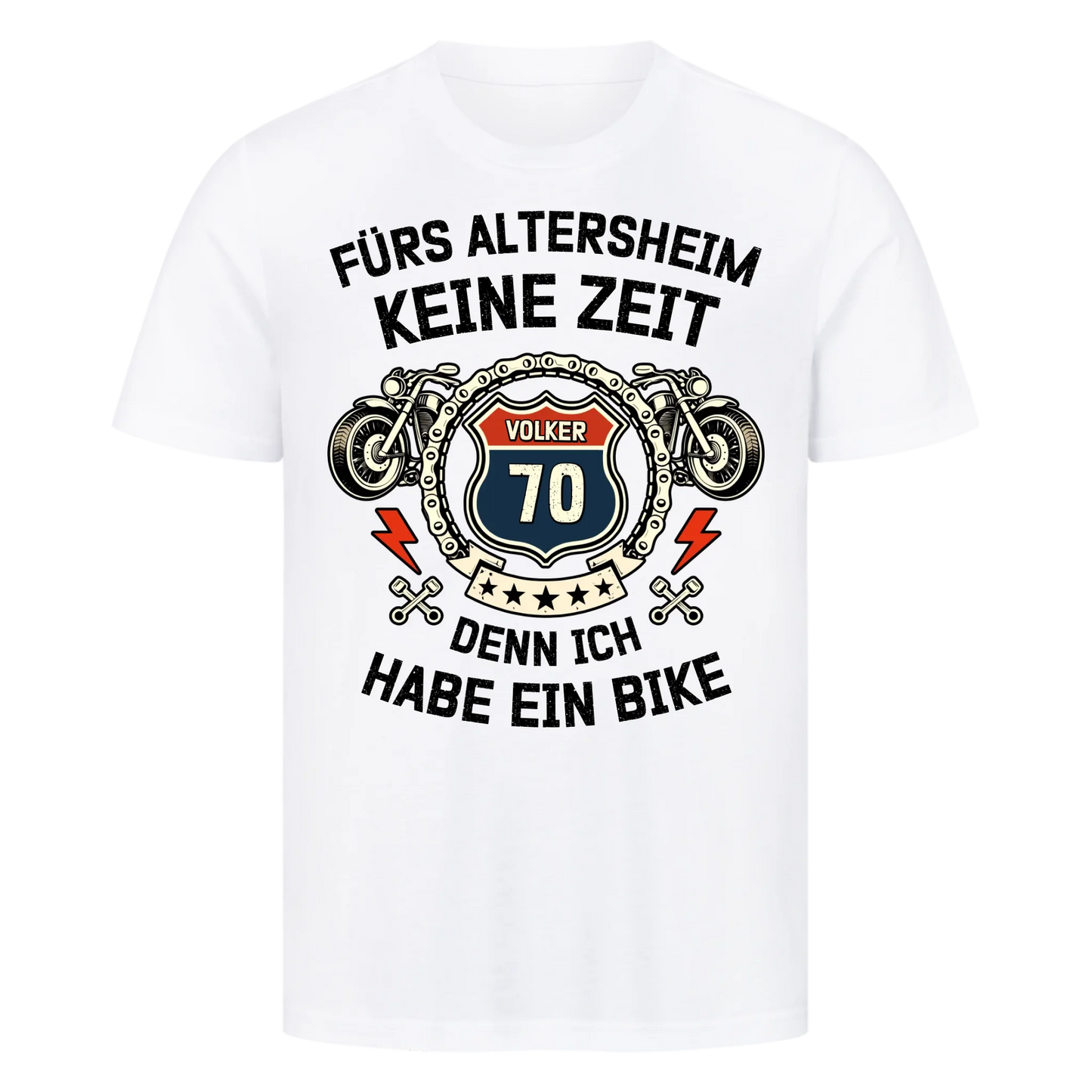 Altersheim keine Zeit helles personalisiertes Premium T-Shirt