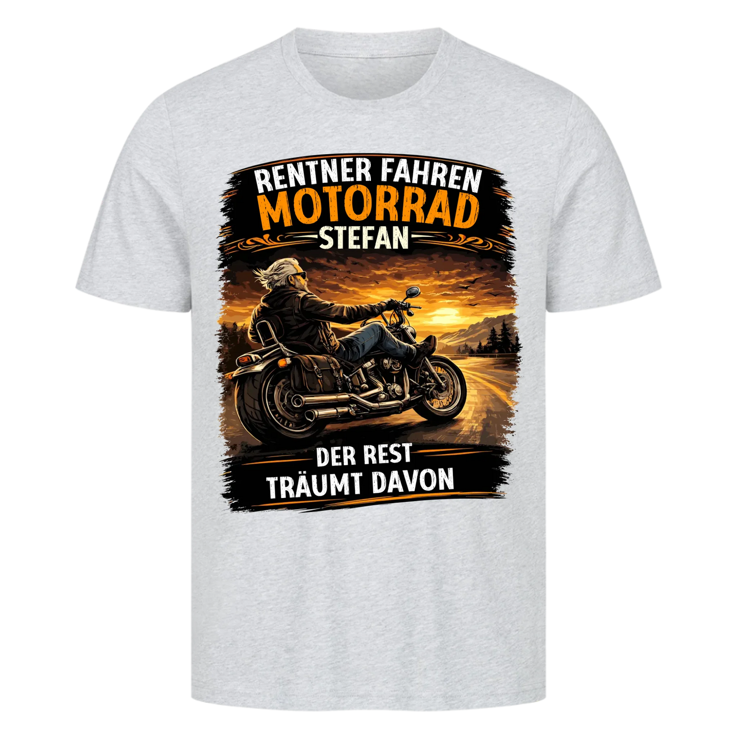 Rentner Fahren Motorrad Chopper personalisiertes Premium T-Shirt