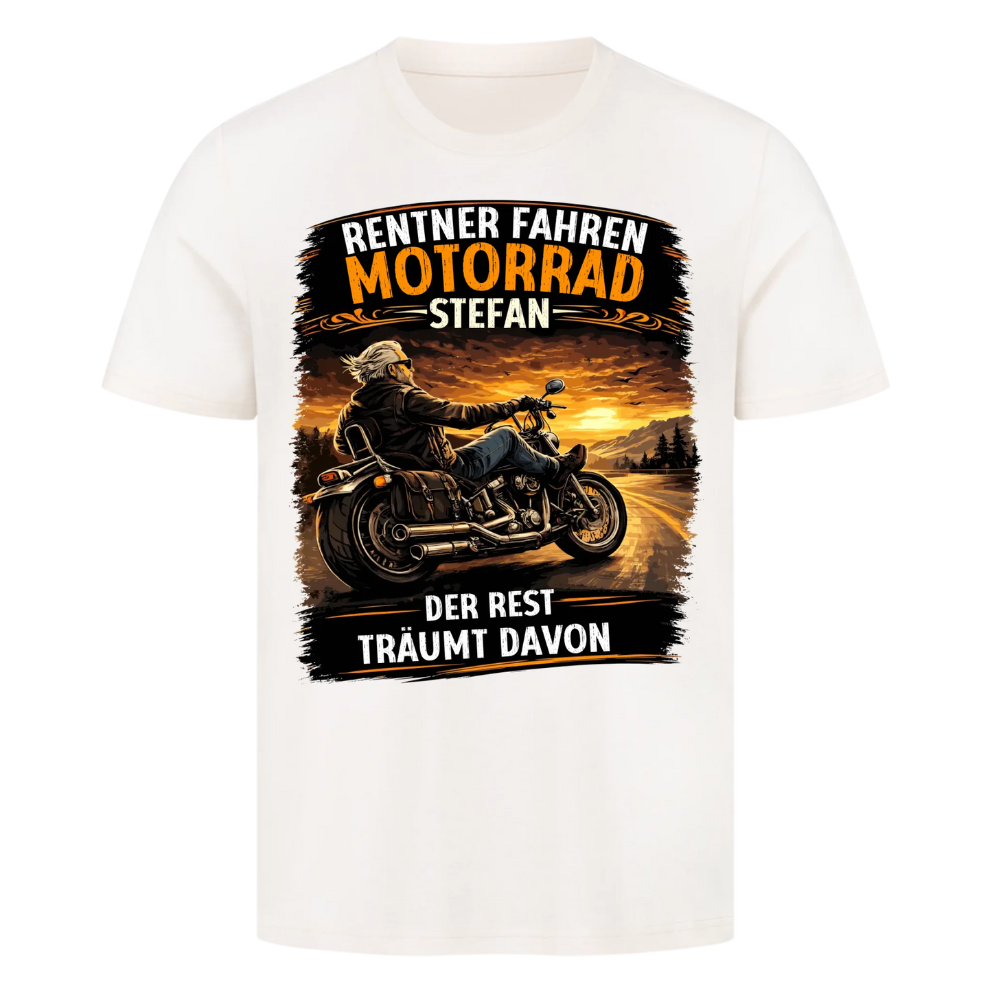 Rentner Fahren Motorrad Chopper personalisiertes Premium T-Shirt