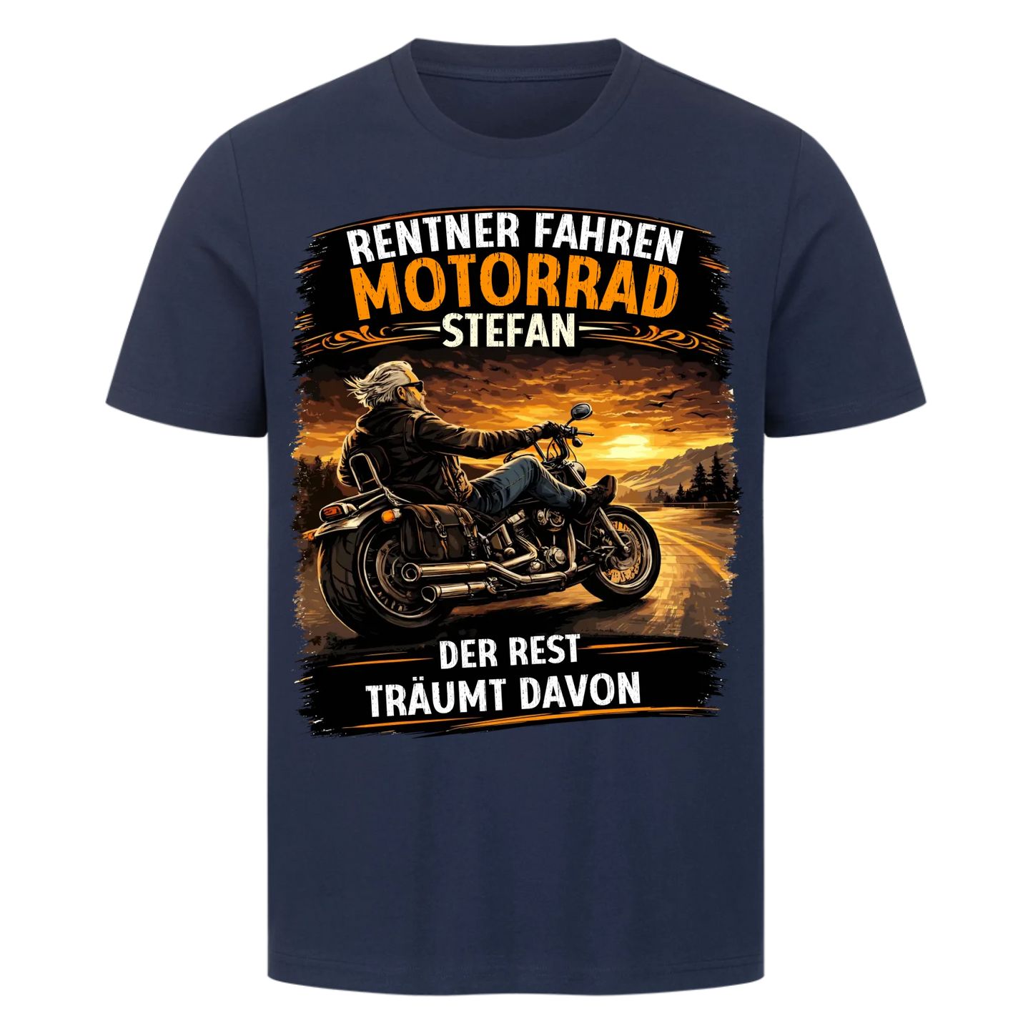 Rentner Fahren Motorrad Chopper personalisiertes Premium T-Shirt