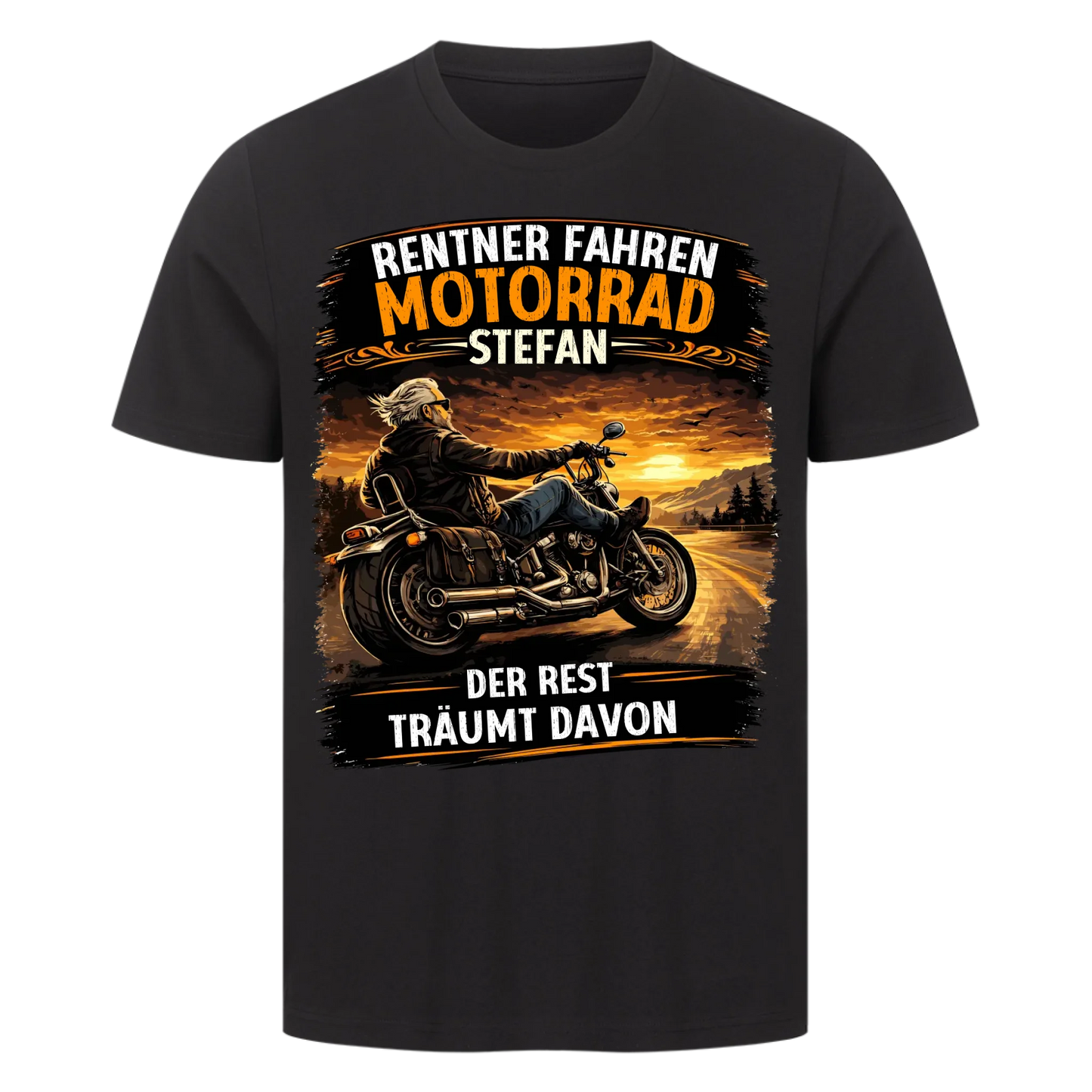 Rentner Fahren Motorrad Chopper personalisiertes Premium T-Shirt