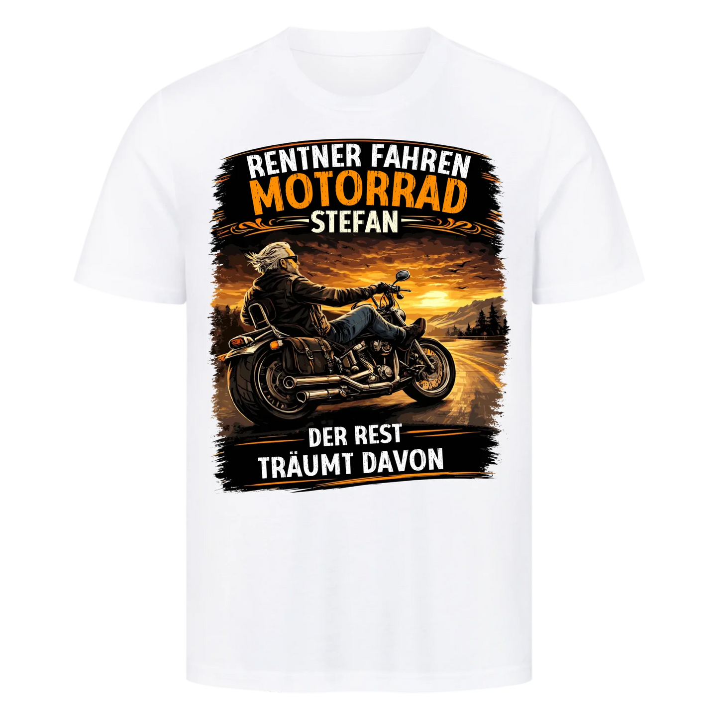 Rentner Fahren Motorrad Chopper personalisiertes Premium T-Shirt