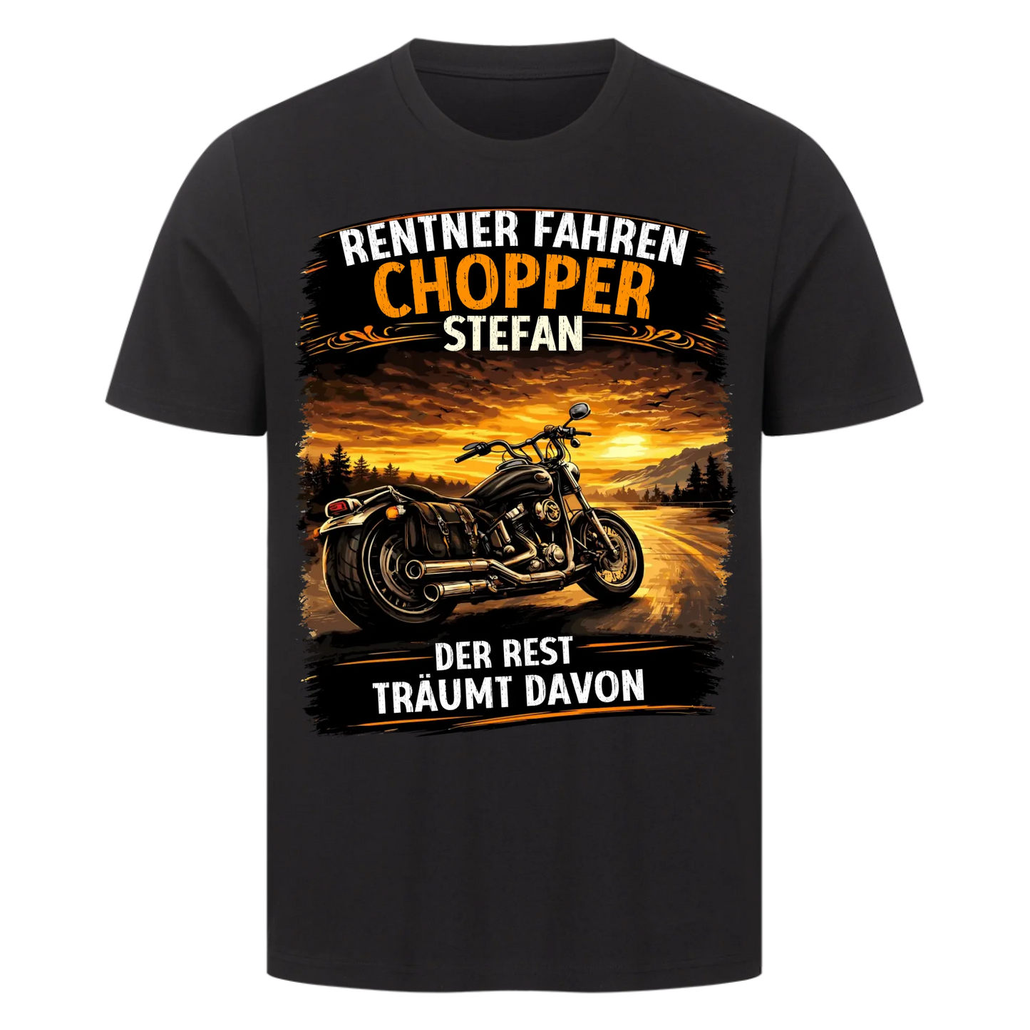 Rentner Fahren Chopper personalisiertes Premium T-Shirt