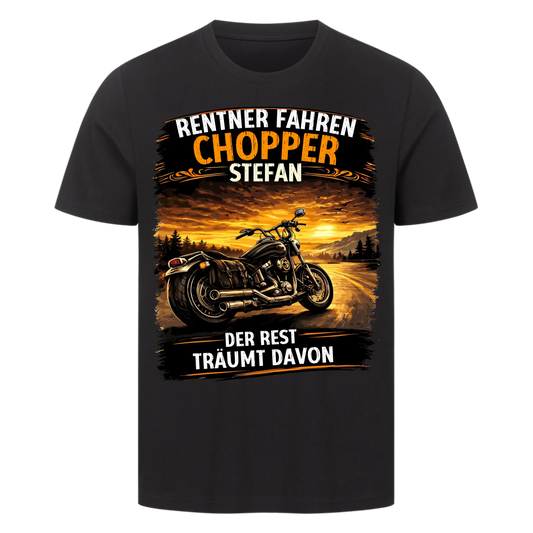 Rentner Fahren Chopper personalisiertes Premium T-Shirt