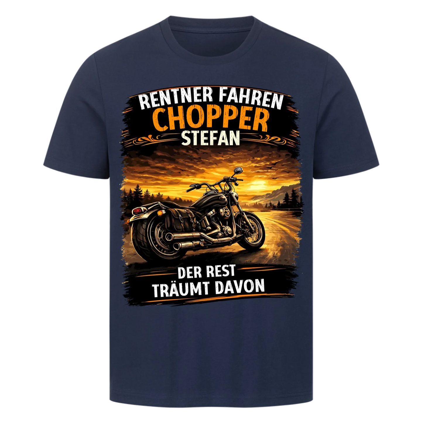 Rentner Fahren Chopper personalisiertes Premium T-Shirt