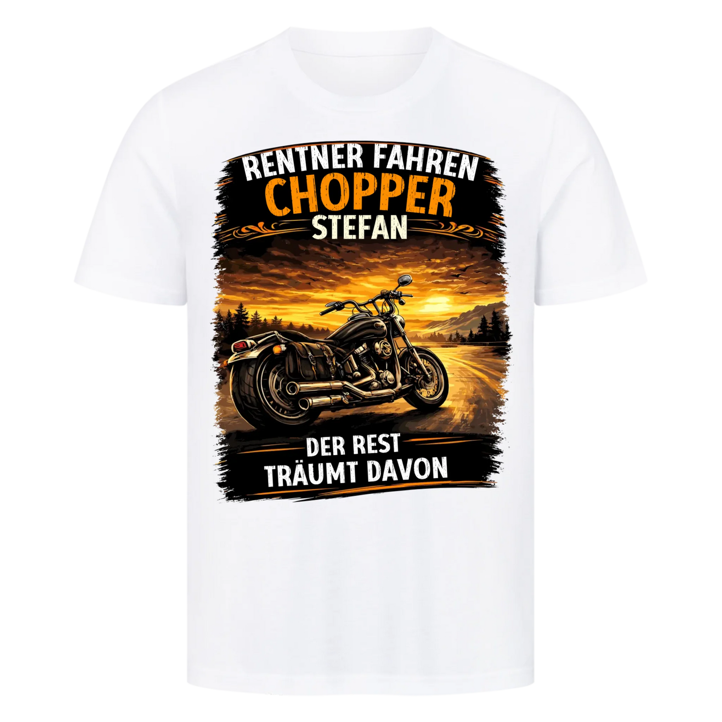 Rentner Fahren Chopper personalisiertes Premium T-Shirt