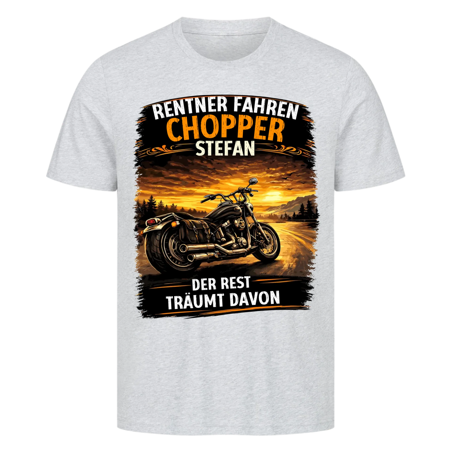 Rentner Fahren Chopper personalisiertes Premium T-Shirt