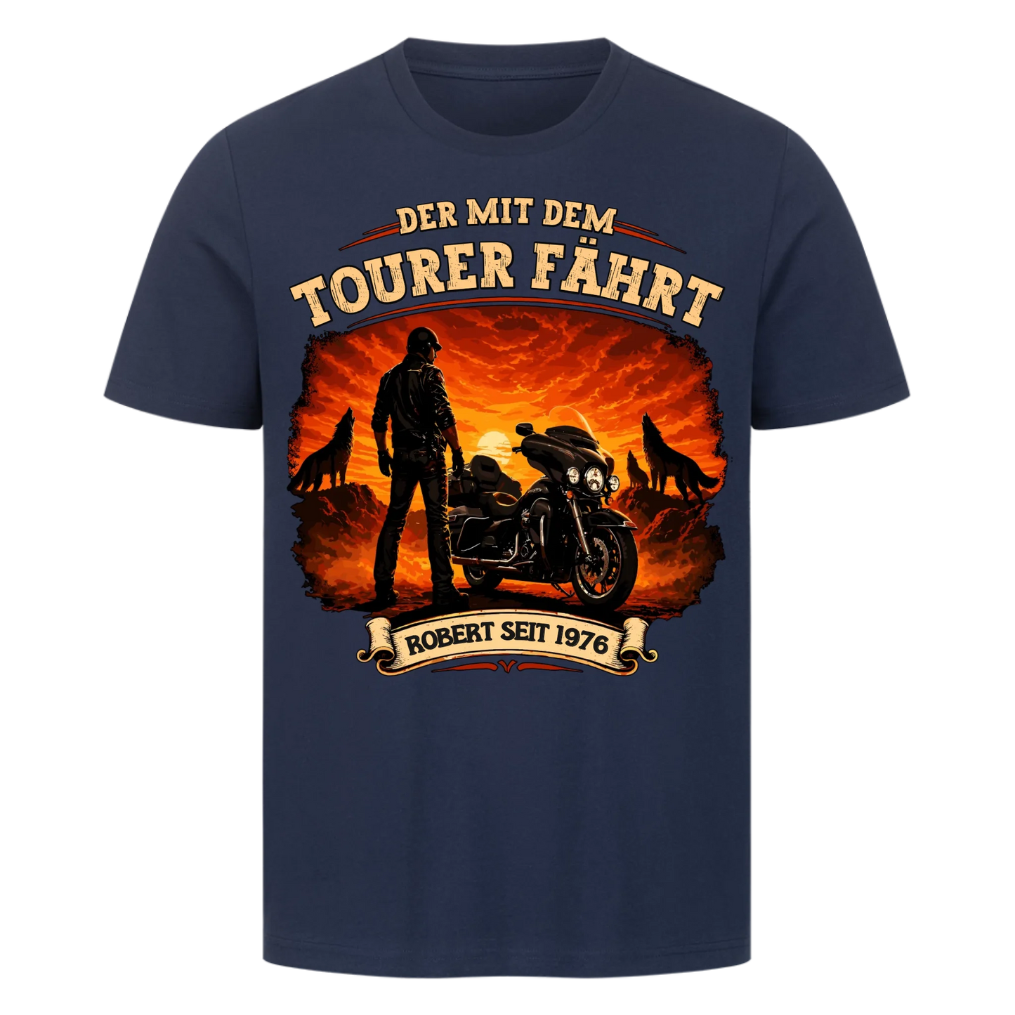 Der mit dem Tourer fährt personalisiertes Premium T-Shirt