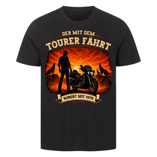 Der mit dem Tourer fährt personalisiertes Premium T-Shirt