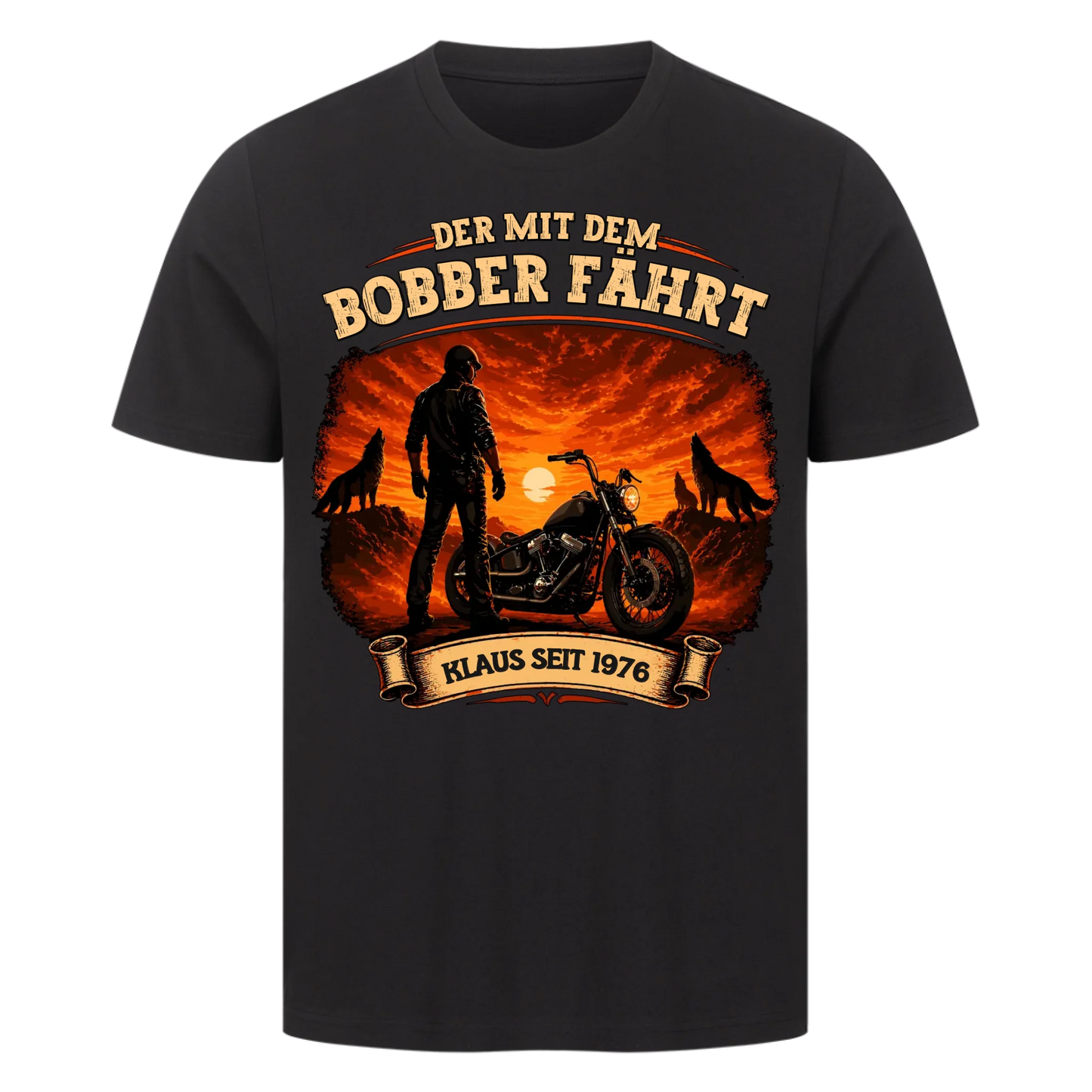 Der mit dem Bobber fährt personalisiertes Premium T-Shirt