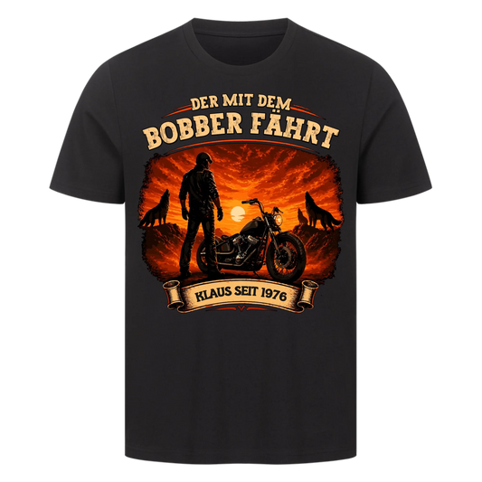 Der mit dem Bobber fährt personalisiertes Premium T-Shirt