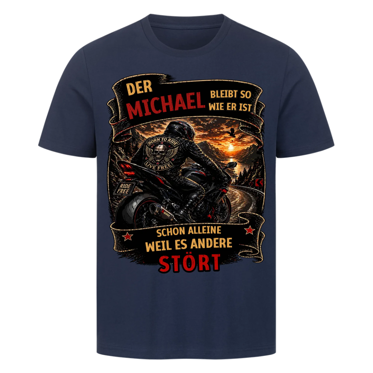 Bleib wie du bist Sportbike personalisiert Retro Premium T-Shirt