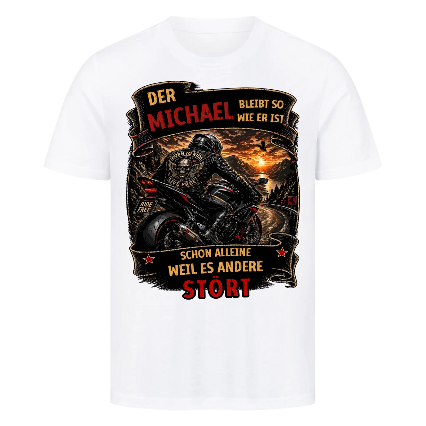 Bleib wie du bist Sportbike personalisiert Retro Premium T-Shirt