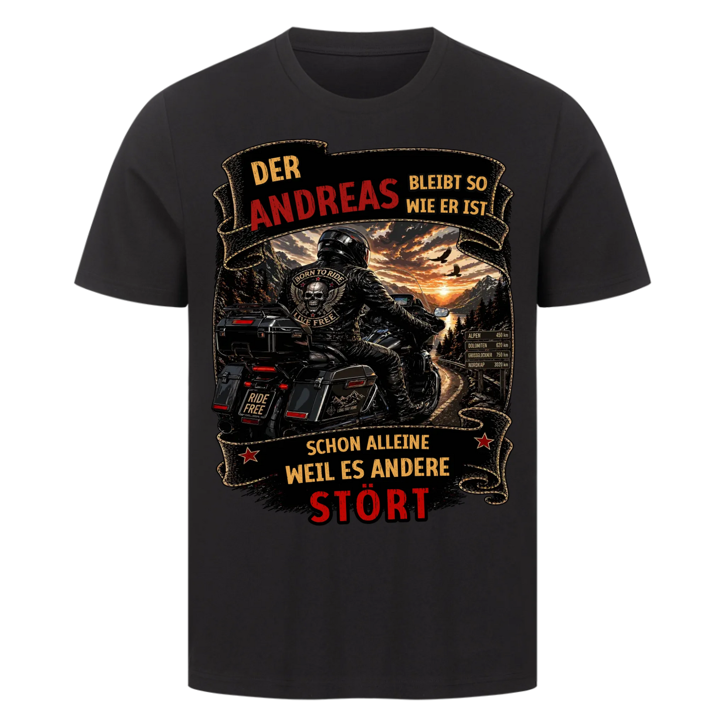 Bleib wie du bist Tourer personalisiert Retro Premium T-Shirt