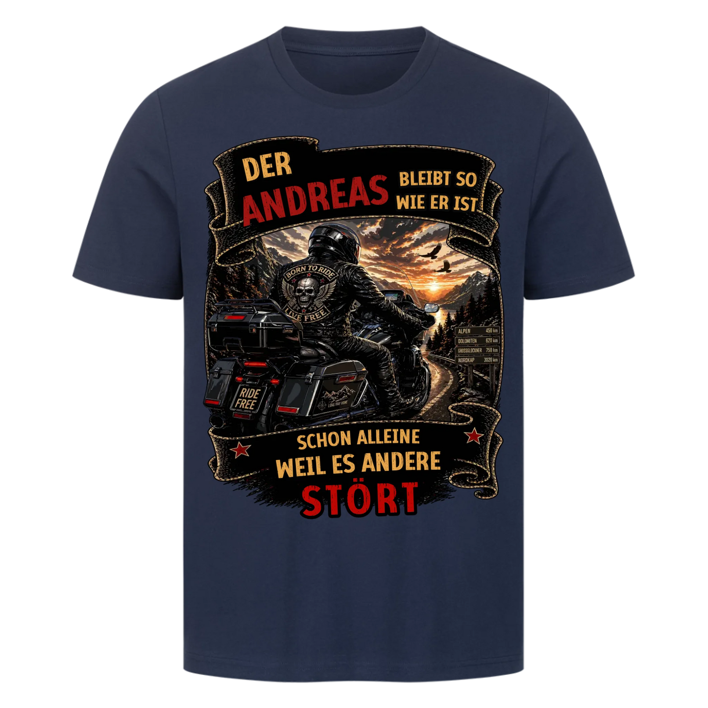 Bleib wie du bist Tourer personalisiert Retro Premium T-Shirt