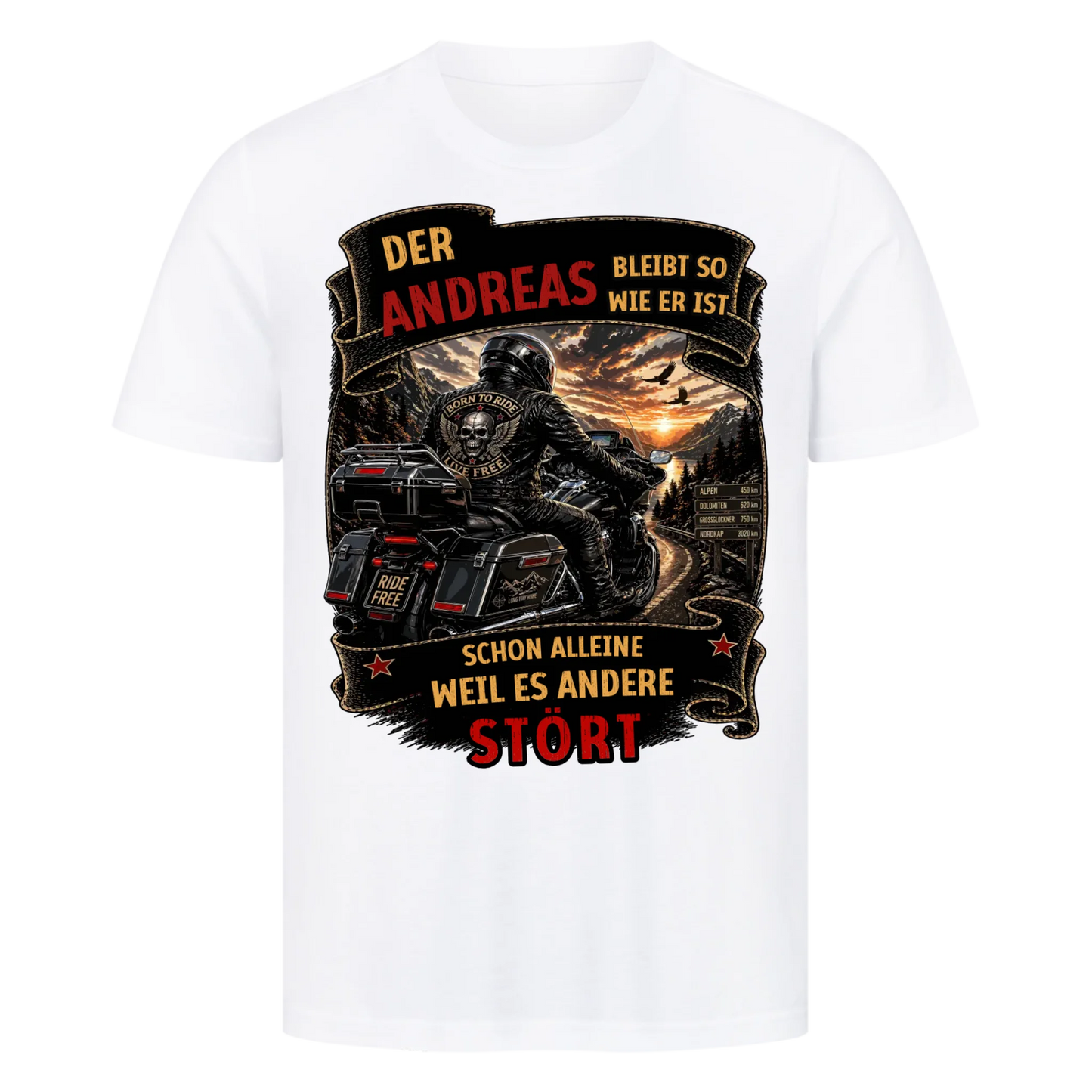 Bleib wie du bist Tourer personalisiert Retro Premium T-Shirt