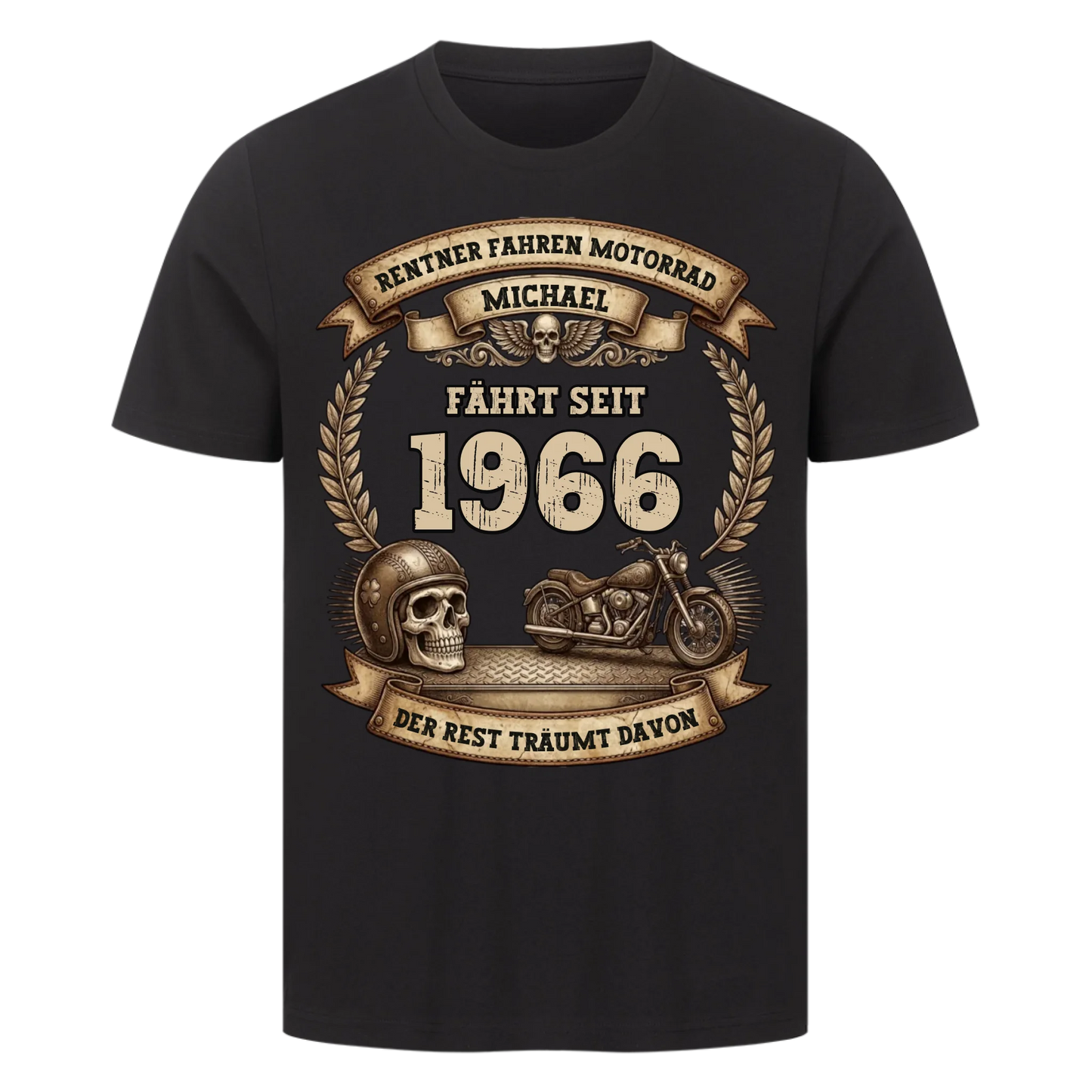Rentner fahren Motorrad skul personalisiert Premium T-Shirt