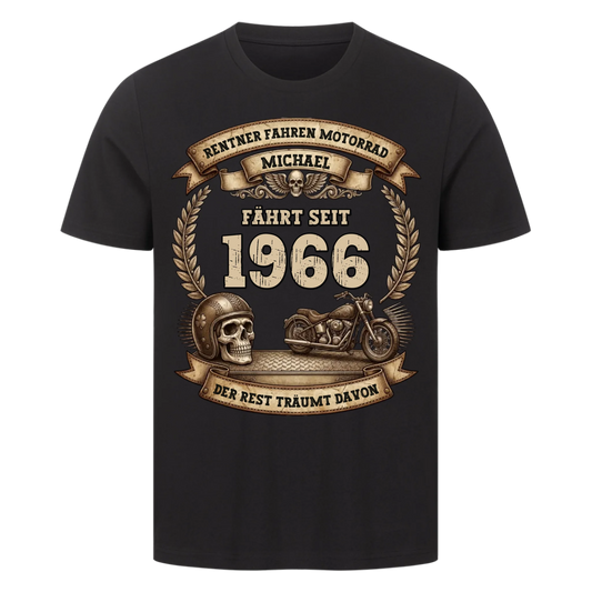 Rentner fahren Motorrad skul personalisiert Premium T-Shirt