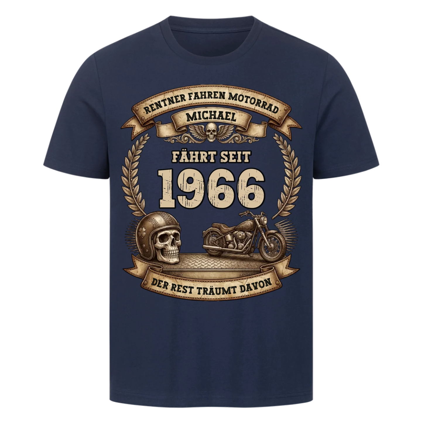 Rentner fahren Motorrad skul personalisiert Premium T-Shirt