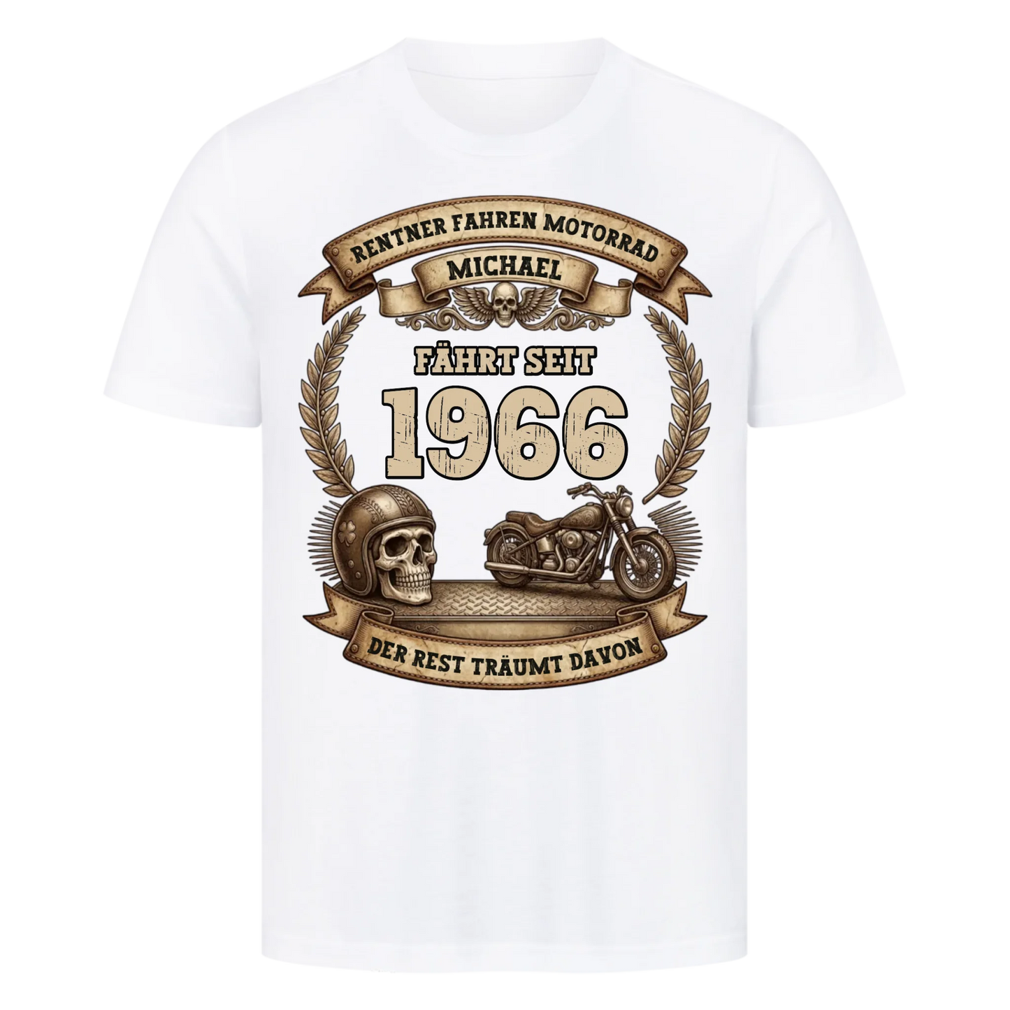 Rentner fahren Motorrad skul personalisiert Premium T-Shirt