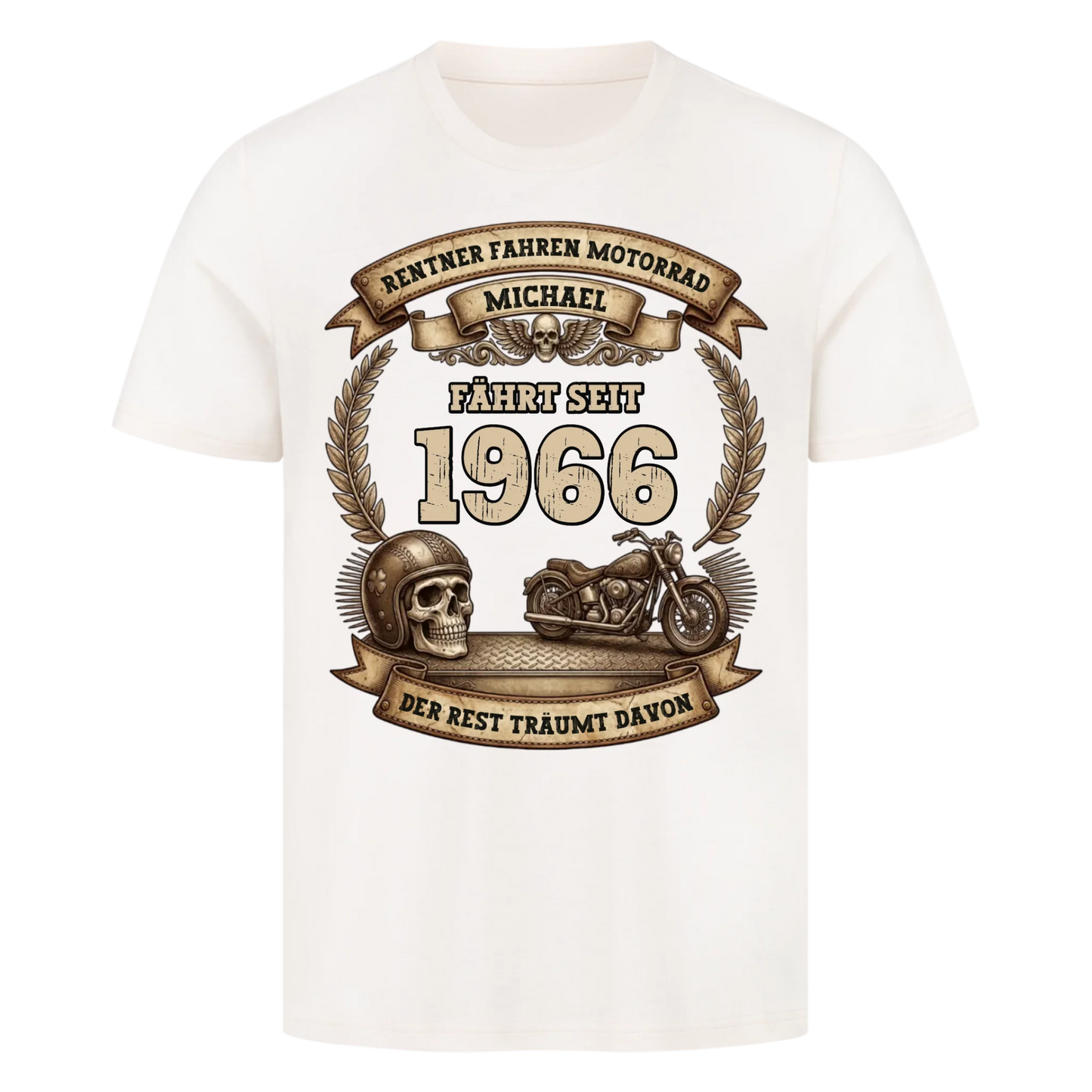 Rentner fahren Motorrad skul personalisiert Premium T-Shirt