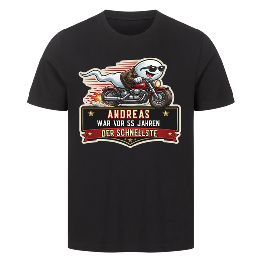 [NAME] war vor [ALTER] Jahren der Schnellste personalisiert Premium T-Shirt