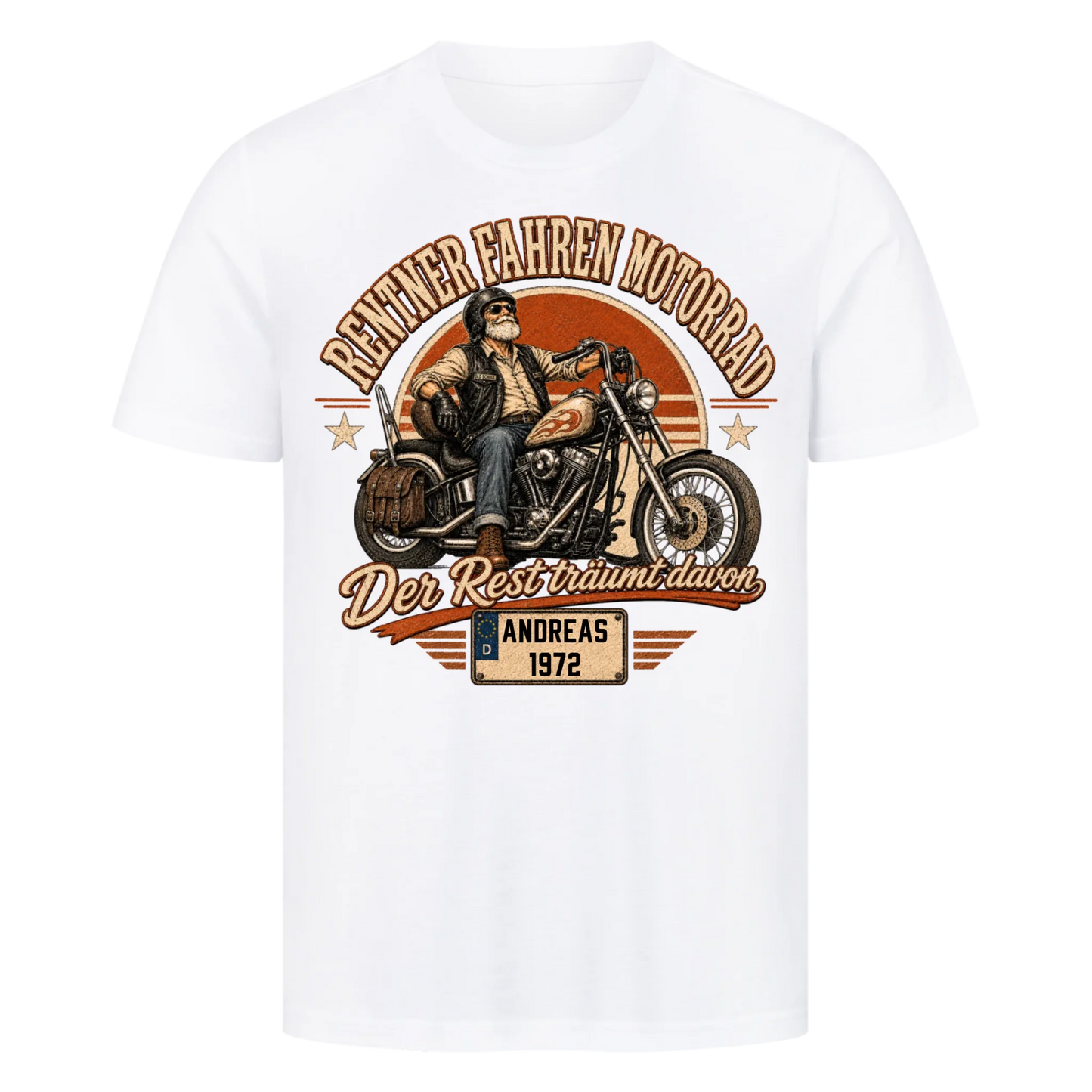 Rentner fahren Motorrad Vintage personalisiert Premium T-Shirt