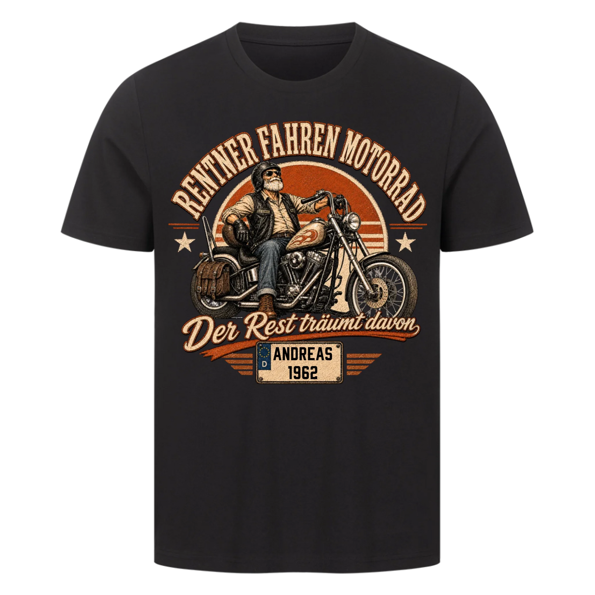 Rentner fahren Motorrad Vintage personalisiert Premium T-Shirt