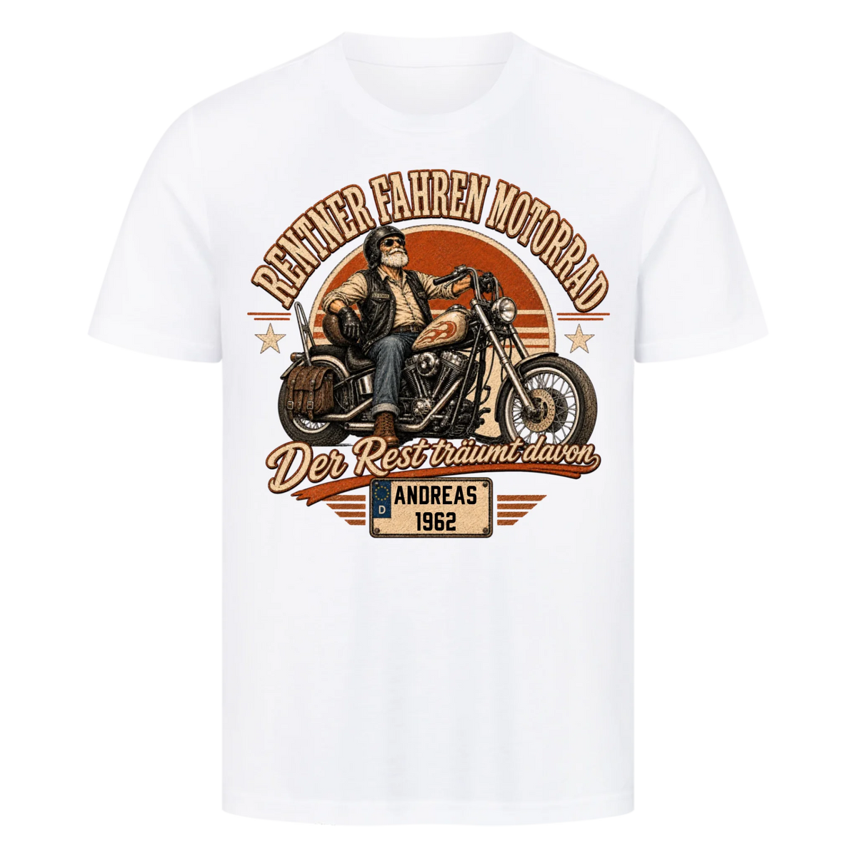Rentner fahren Motorrad Vintage personalisiert Premium T-Shirt