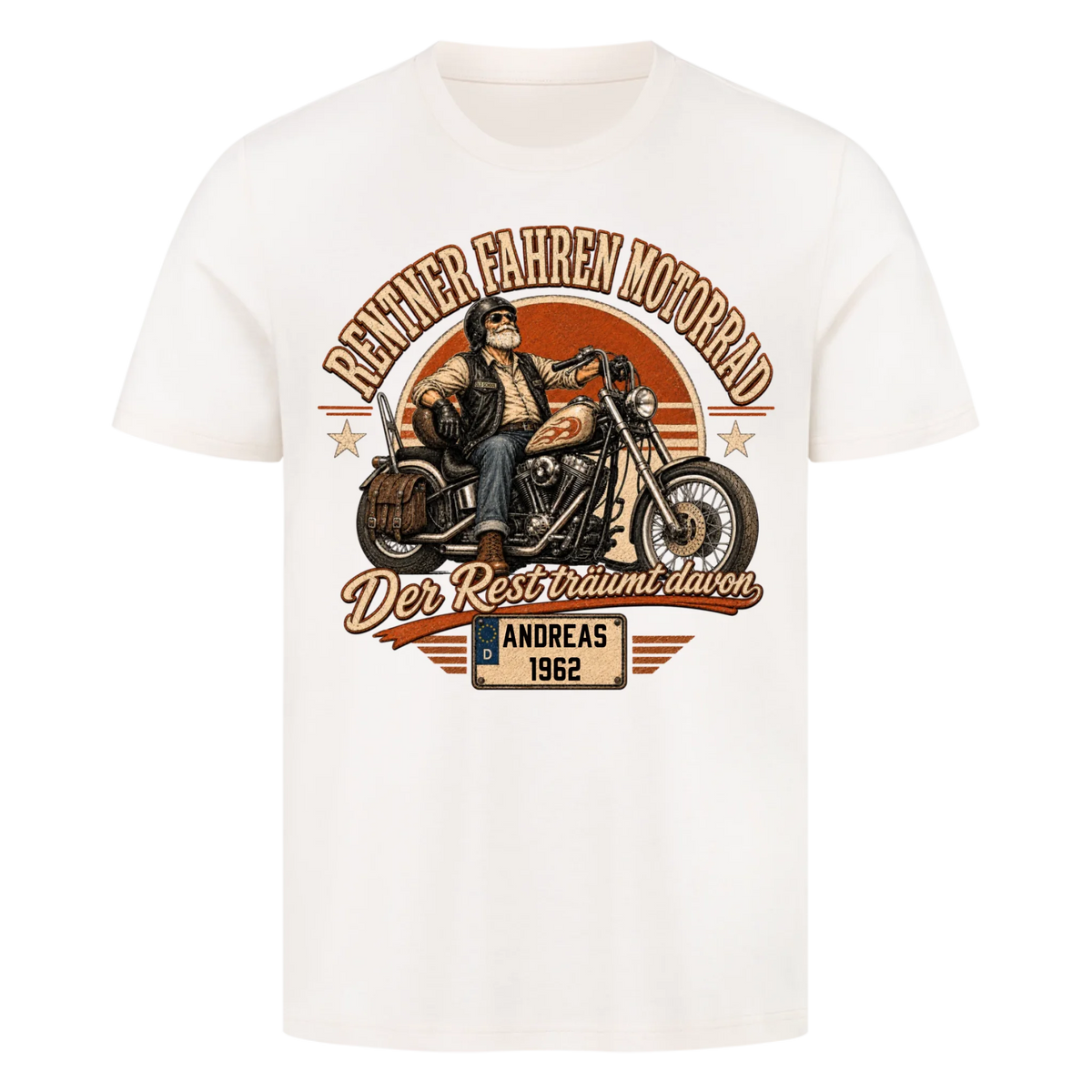 Rentner fahren Motorrad Vintage personalisiert Premium T-Shirt