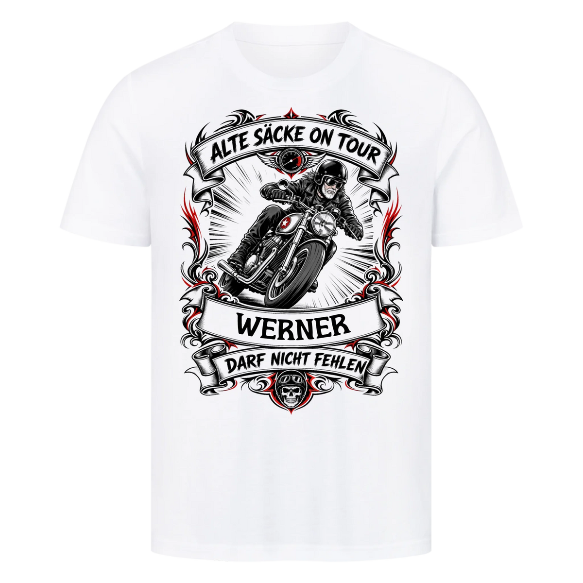 Alte Säcke on Tour – helles Motorrad Premium Shirt mit deinem Namen