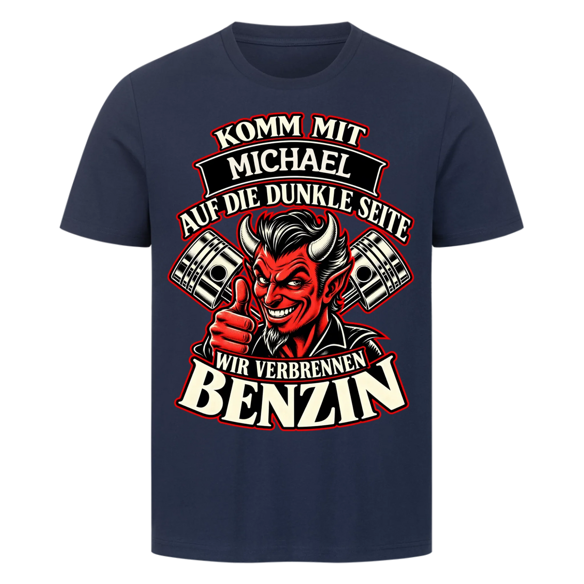 Komm mit auf die dunkle Seite – wir verbrennen Benzin Name personalisiert Premium T-Shirt