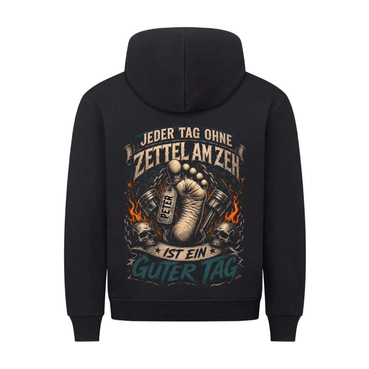 Jeder Tag ohne Zettel am Zeh Biker Skul Name personalisiert Premium Hoodie
